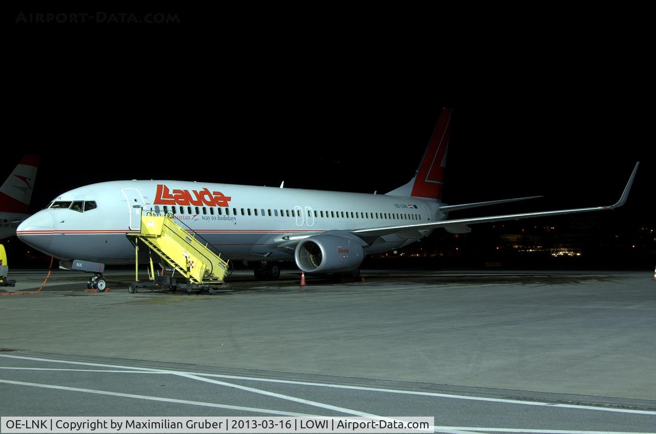 OE-LNK, 1999 Boeing 737-8Z9 C/N 28178, The last nightstop before OE-LNK is leaving Innsbruck forever.