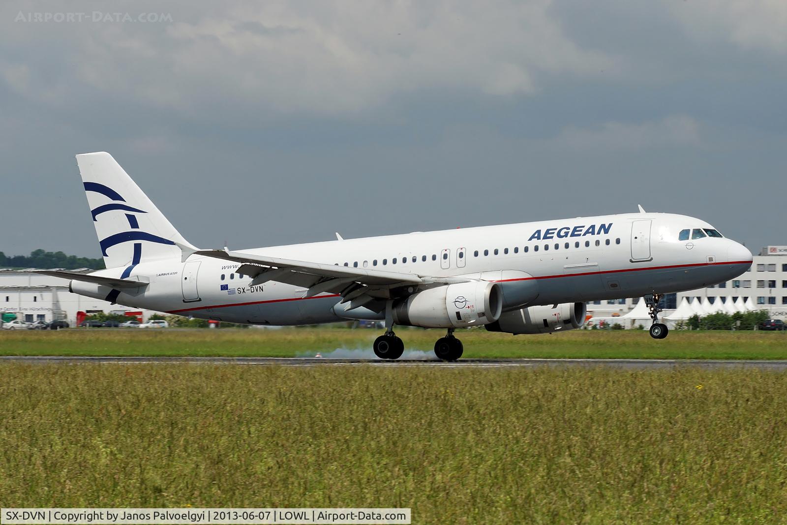 SX-DVN, 2008 Airbus A320-232 C/N 3478, Aegean Airlines Airbus A320-232 landing in LOWL/LNZ