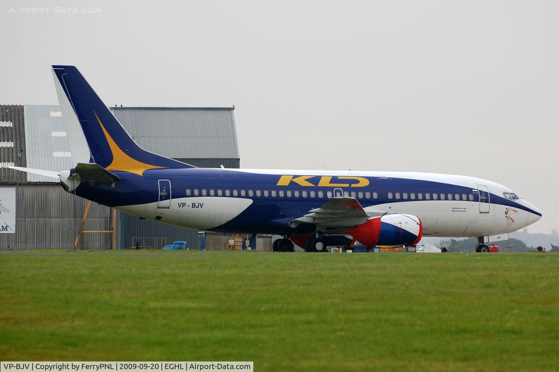 VP-BJV, 1986 Boeing 737-3Q8 C/N 23507, KD Avia B733 stored in Lasham in 2009 and subsequently scrapped.