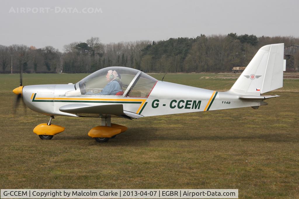 G-CCEM, 2003 Aerotechnik EV-97A Eurostar C/N PFA 315-13987, Aerotechnik EV-97A Eurostar at The Real Aeroplane Club's Spring Fly-In, Breighton Airfield, April 2013.