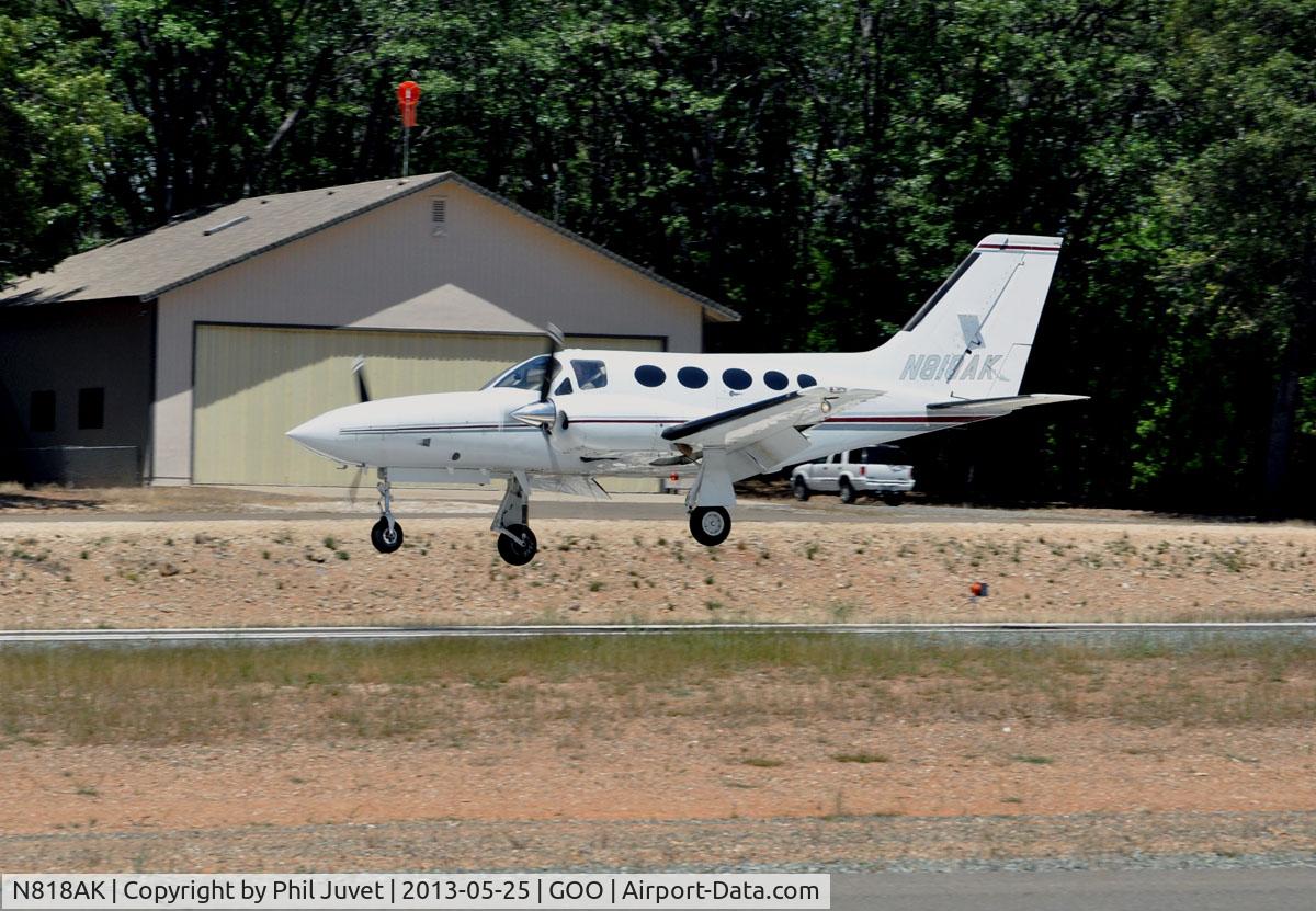 N818AK, 1981 Cessna 421C Golden Eagle C/N 421C1085, Landing at the Nevada Co. Air Park, Grass Valley, CA.