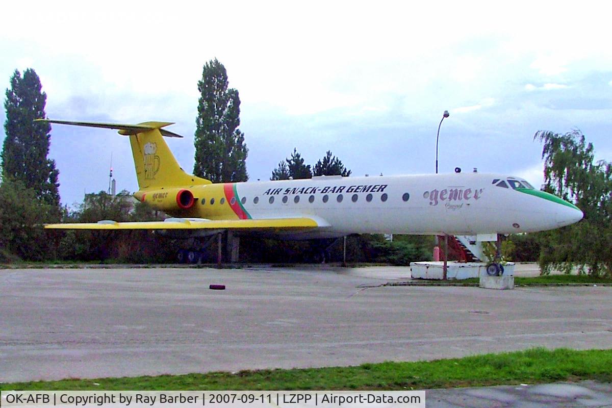 OK-AFB, 1971 Tupolev Tu-134A C/N 1351410, Tupolev Tu-134A [1351410] (Air Snack-Bar Gemer) Piestany~OM 11/09/2007.Displayed in car park outside airfield and used as a snack bar.