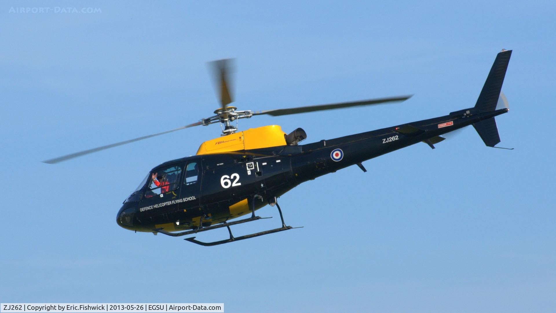 ZJ262, 1997 Eurocopter AS-350BB Squirrel HT1 Ecureuil C/N 2993, 41. ZJ262 departing the IWM Spring Airshow, May 2013.