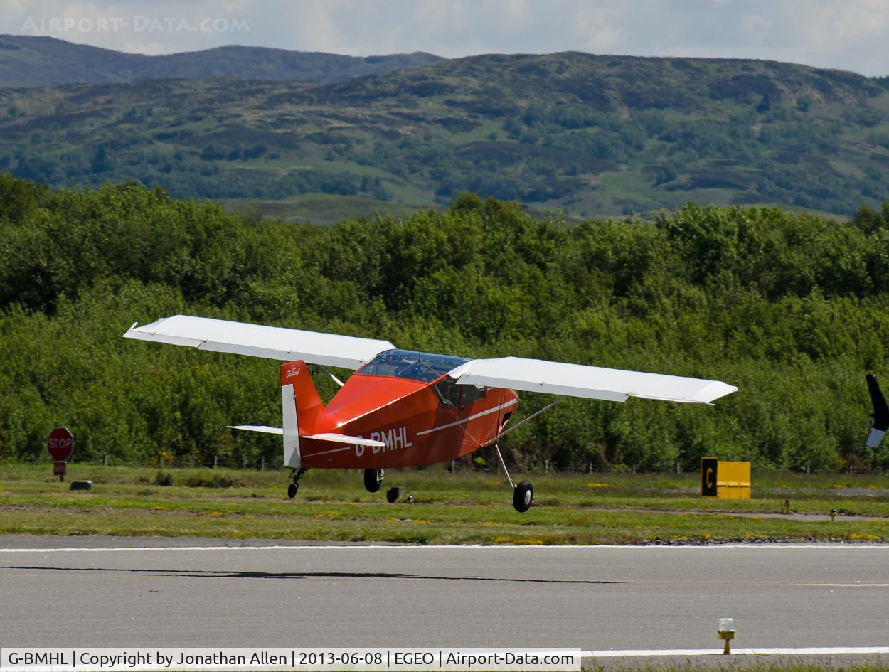 G-BMHL, 1986 Wittman W-8 Tailwind C/N PFA 031-10503, Departing from Oban Airport (North Connel).