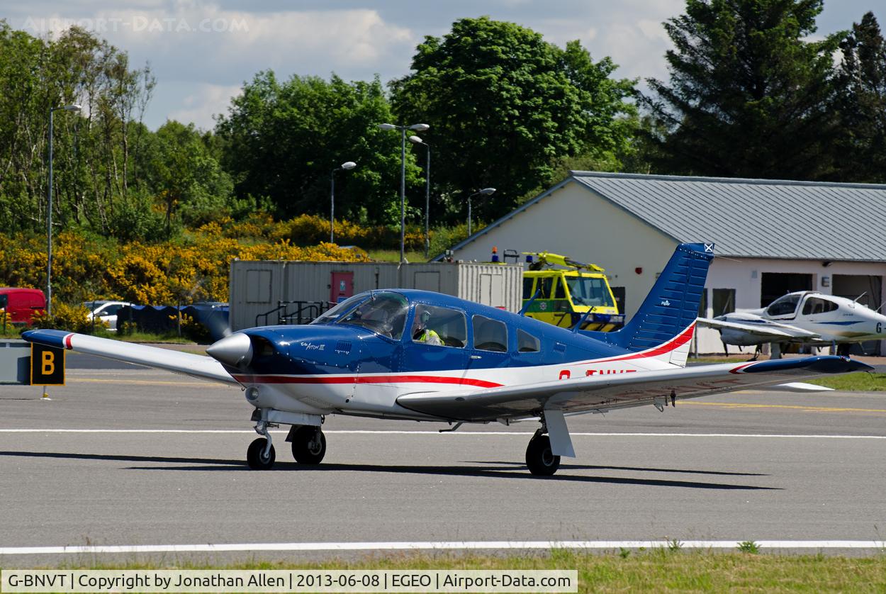 G-BNVT, 1977 Piper PA-28R-201T Cherokee Arrow III C/N 28R-7703157, About to depart from Oban Airport.
