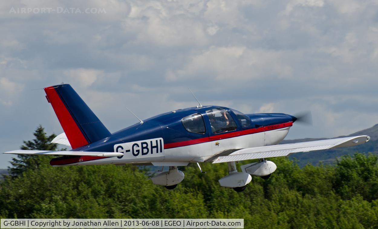 G-GBHI, 1979 Socata TB-10 Tobago C/N 019, Departing from Oban Airport (North Connel).
