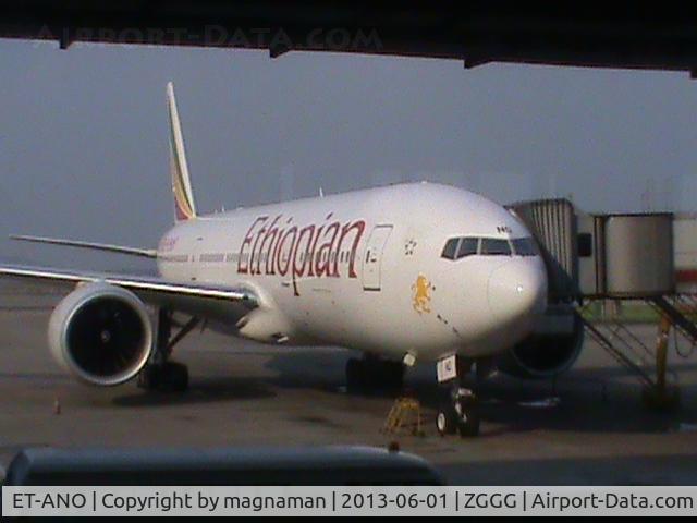ET-ANO, 2010 Boeing 777-260/LR C/N 40771, on ramp at guangzhou in sun