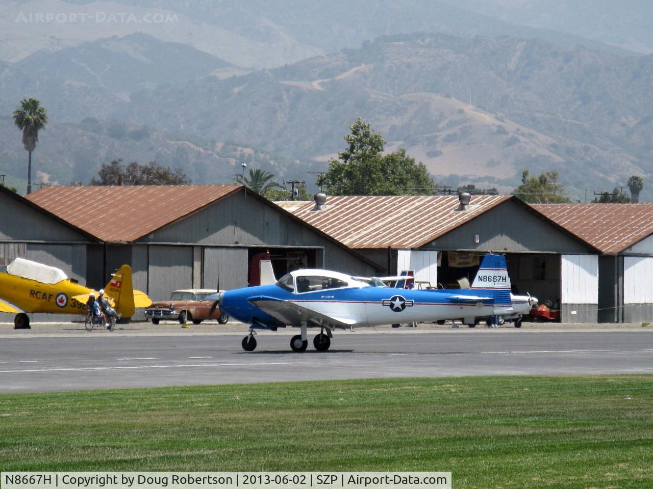 N8667H, 1947 North American Navion C/N NAV-4-667, 1947 North American NAVION, Continental IO-520 285 Hp upgrade, Young Eagles Flight, taxi off the active