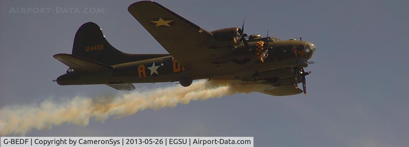 G-BEDF, 1944 Boeing B-17G Flying Fortress C/N 8693, Picture taken during final flypast of display at IWM Duxford Spring Air Show 2013