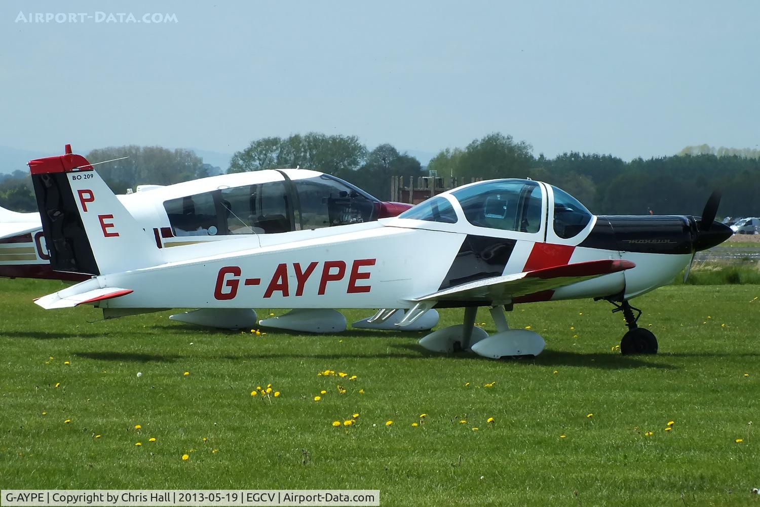 G-AYPE, 1971 Bolkow Bo-209 Monsun 150FF C/N 123, at the Vintage Aircraft flyin