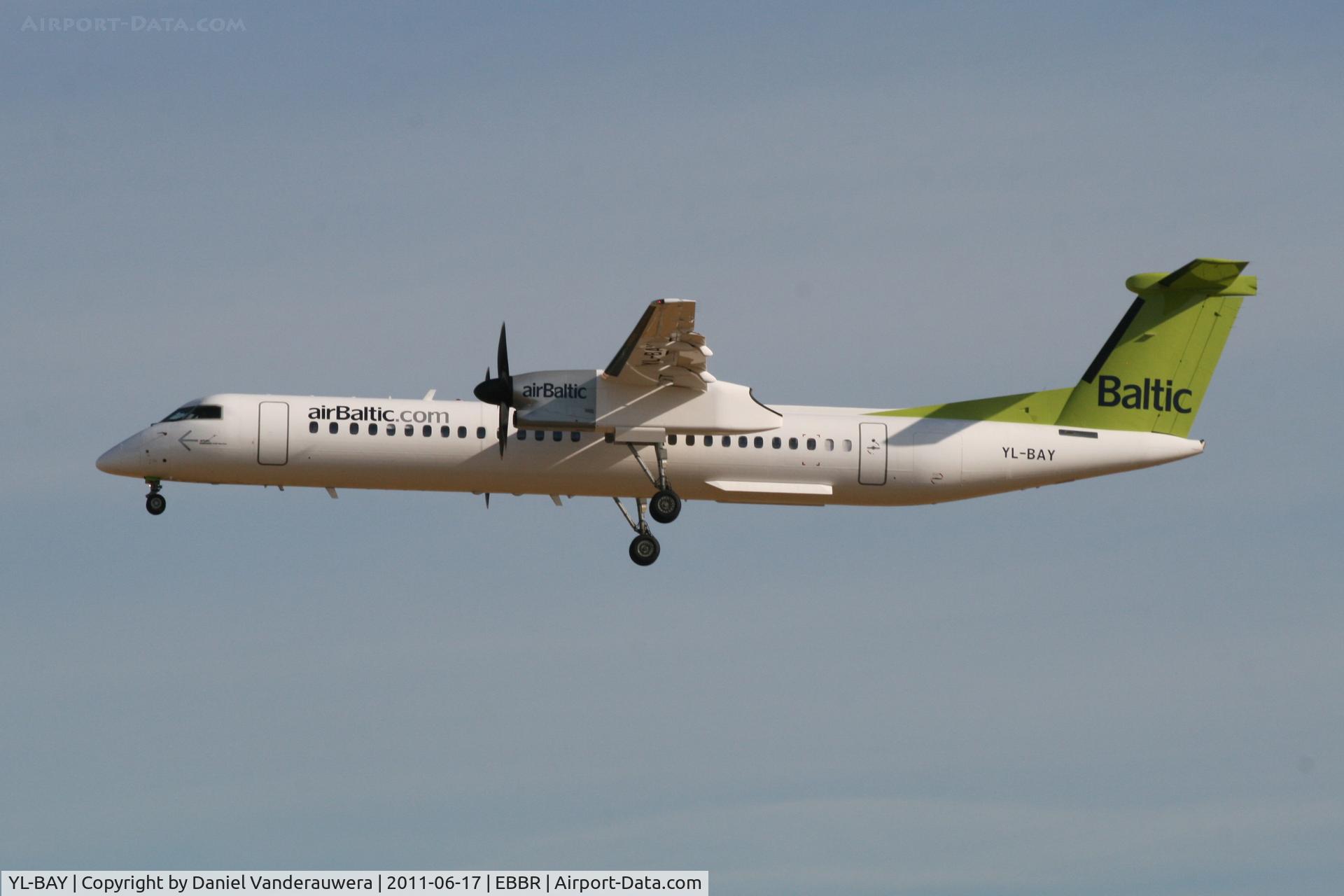 YL-BAY, 2010 De Havilland Canada DHC-8-402Q Dash 8 C/N 4331, Flight BT601 is descending to RWY 25L