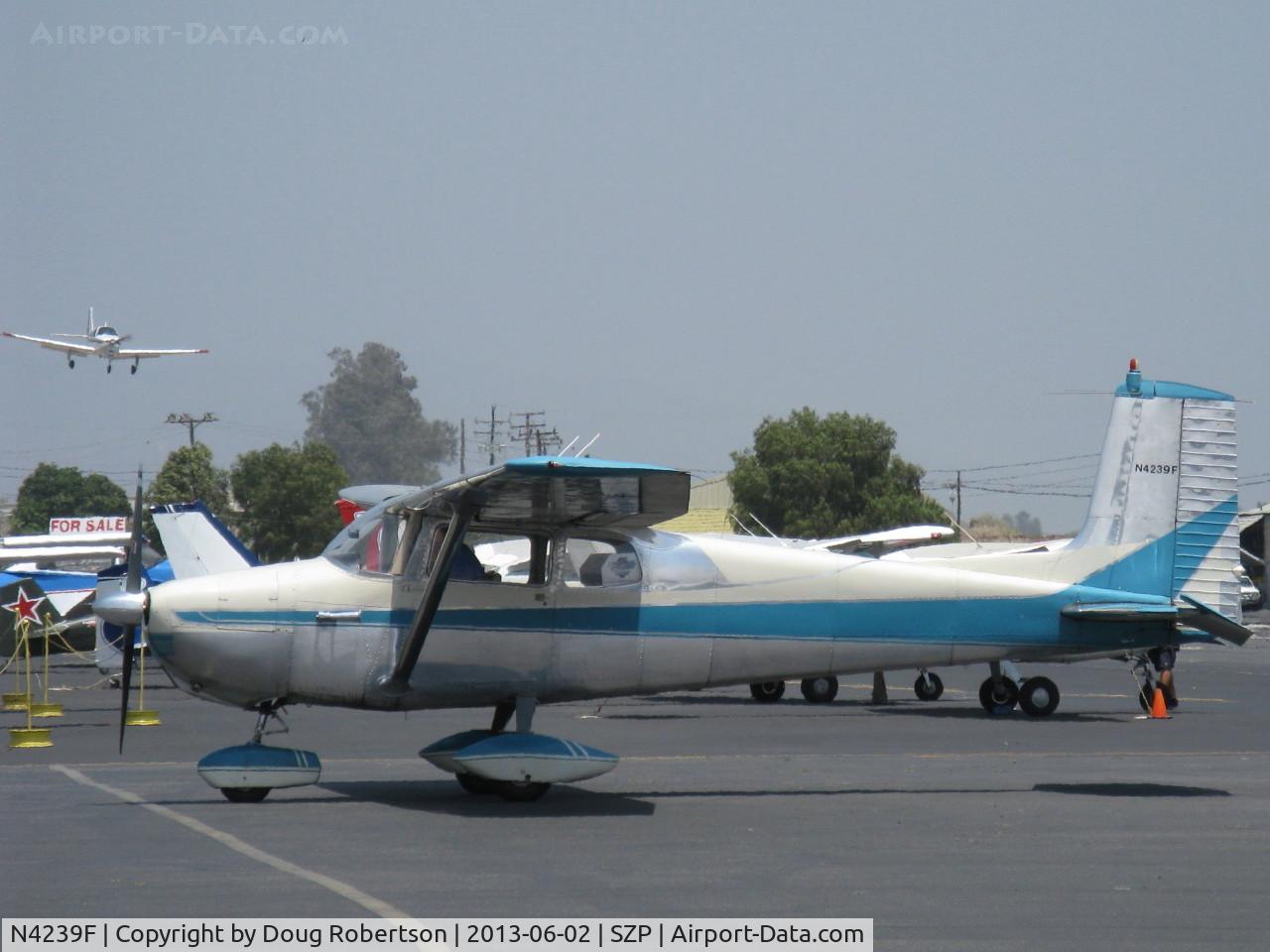 N4239F, 1958 Cessna 172 C/N 46139, 1958 Cessna 172, Continental O-300 145 Hp six cylinder, would not be called a Skyhawk until the 1961 model year offered a deluxe model with full paint and upgraded interior, avionics, etc. Taxi after landing Rwy 22