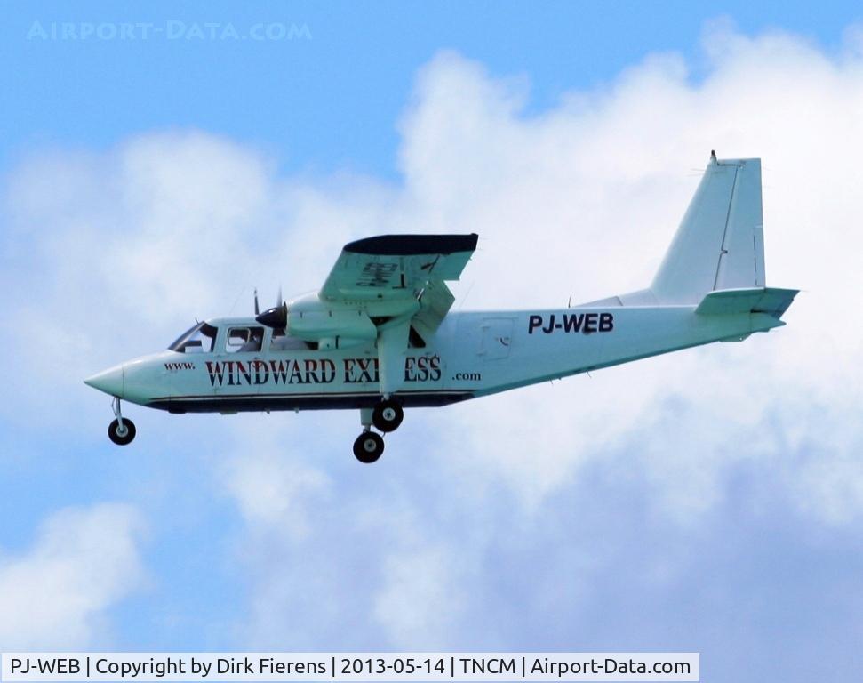 PJ-WEB, 1989 Pilatus Britten-Norman BN-2B-20 Islander C/N 2208, Approaching rwy 10.