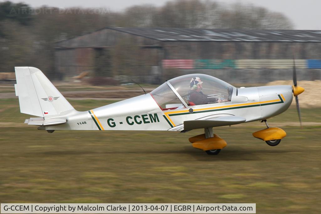 G-CCEM, 2003 Aerotechnik EV-97A Eurostar C/N PFA 315-13987, Aerotechnik EV-97A Eurostar at The Real Aeroplane Club's Spring Fly-In, Breighton Airfield, April 2013.