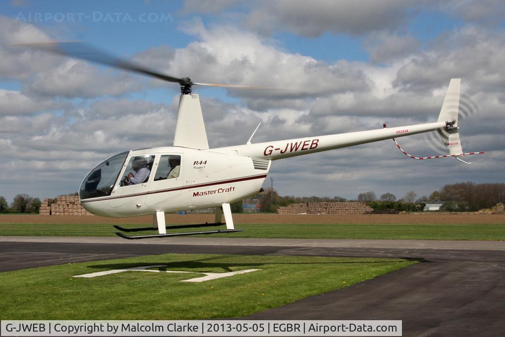 G-JWEB, 2003 Robinson R44 Raven C/N 1334, Robinson R44 at The Real Aeroplane Club's May-hem Fly-In, Breighton Airfield, May 2013.