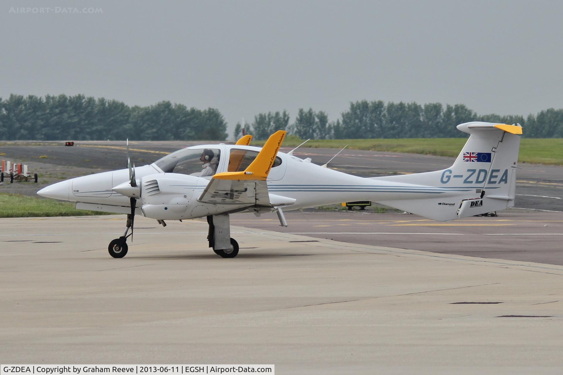G-ZDEA, 2006 Diamond DA-42 Twin Star C/N 42 080, Just arrived at Norwich.