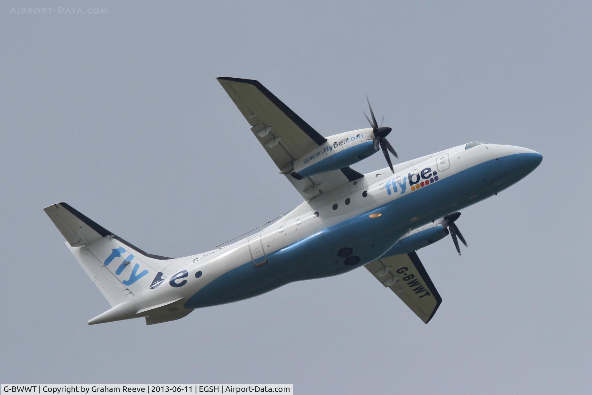 G-BWWT, 1995 Dornier 328-100 C/N 3022, Just airbourne.