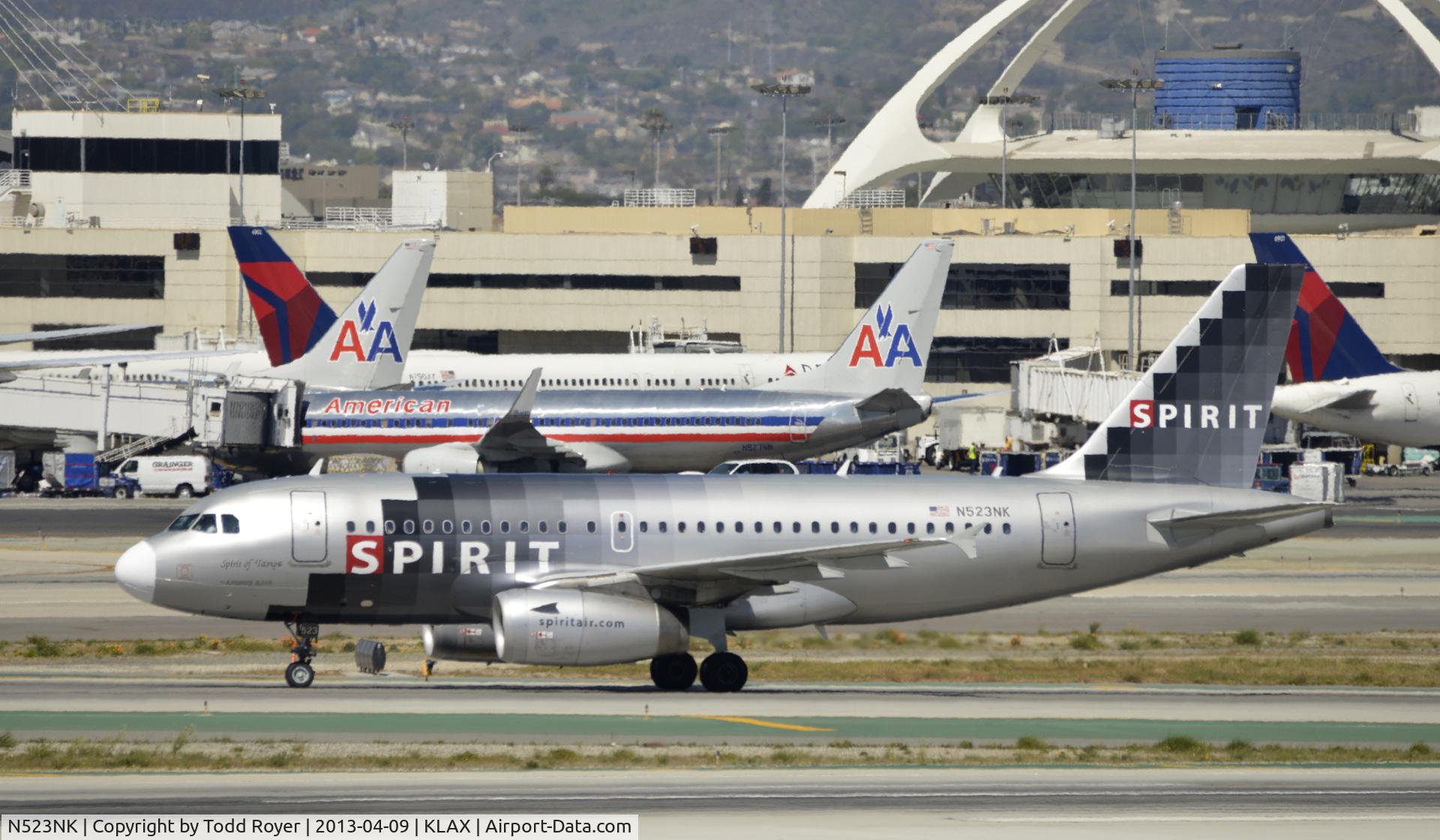 N523NK, 2006 Airbus A319-132 C/N 2898, Taxiing to gate at LAX
