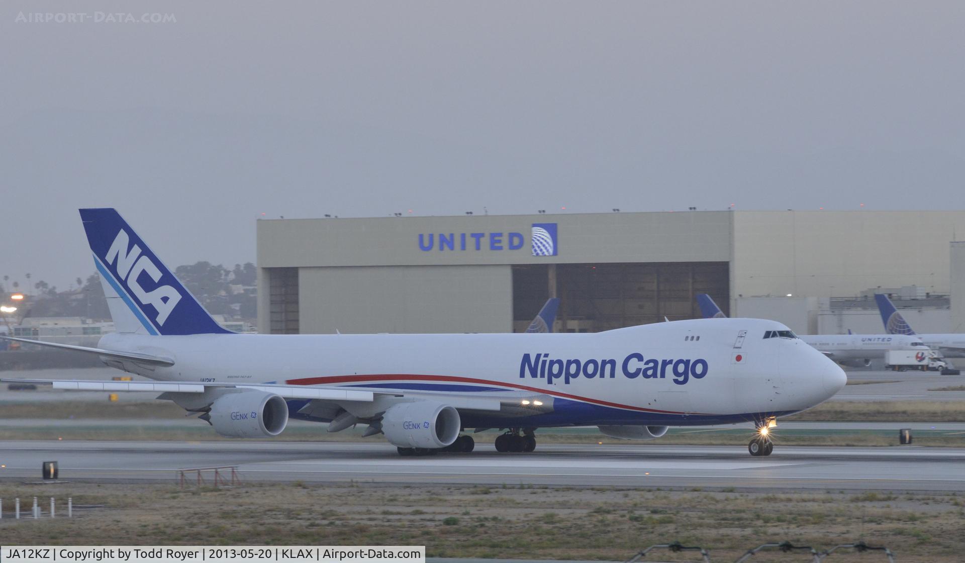 JA12KZ, 2012 Boeing 747-8KZF C/N 36137, Early morning reverse departure from LAX