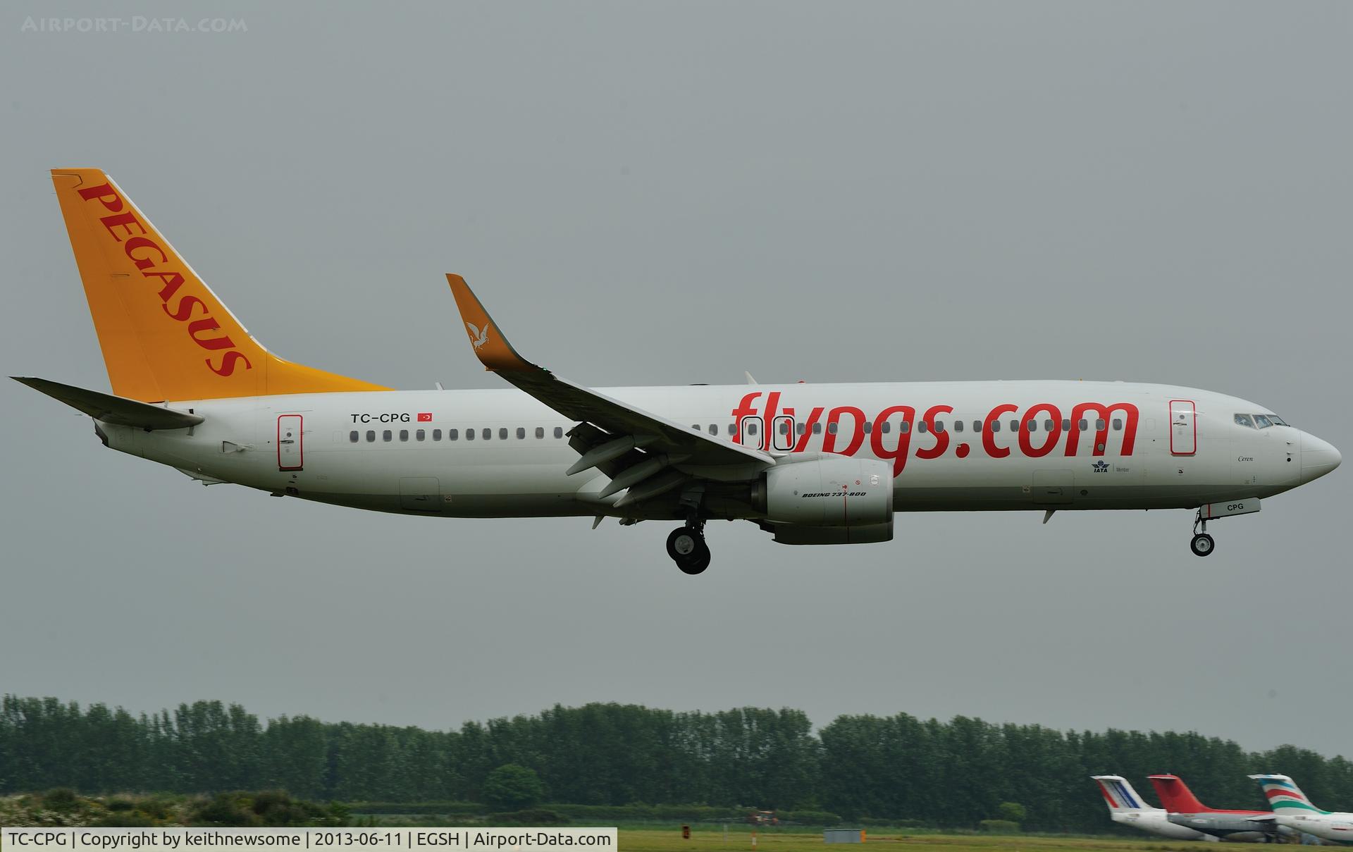 TC-CPG, 2012 Boeing 737-82R C/N 40880, First visit to Norwich.