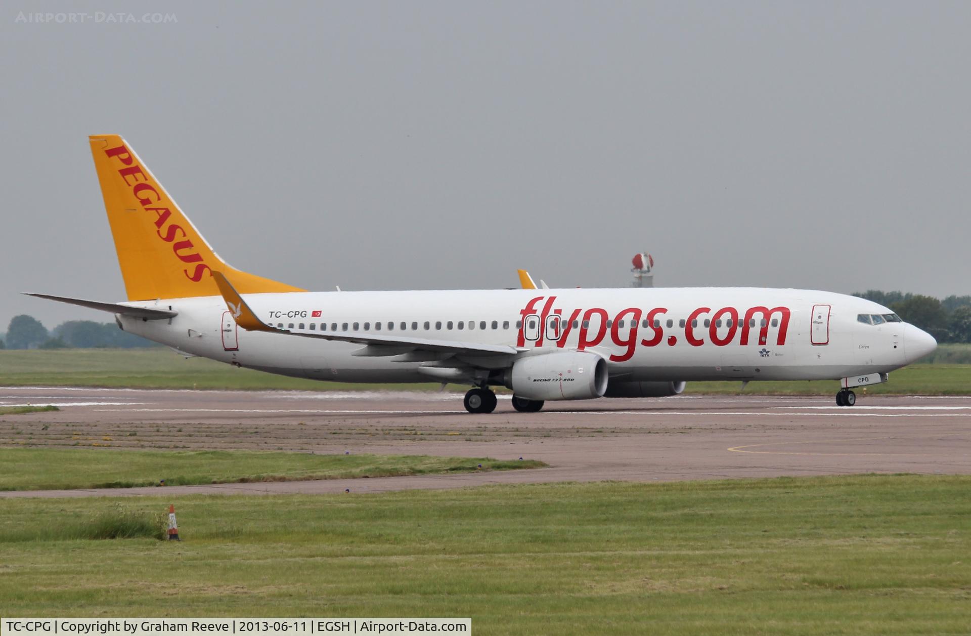 TC-CPG, 2012 Boeing 737-82R C/N 40880, Just landed at Norwich.