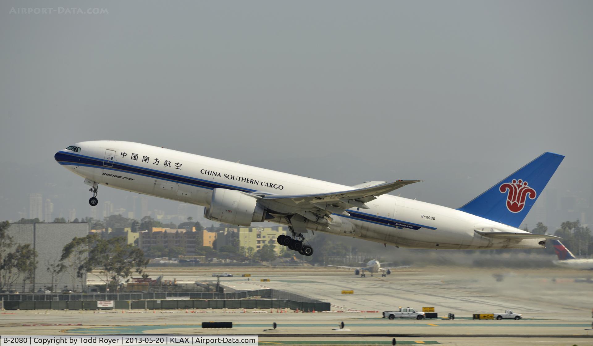 B-2080, 2011 Boeing 777-F1B C/N 37314, Departing LAX