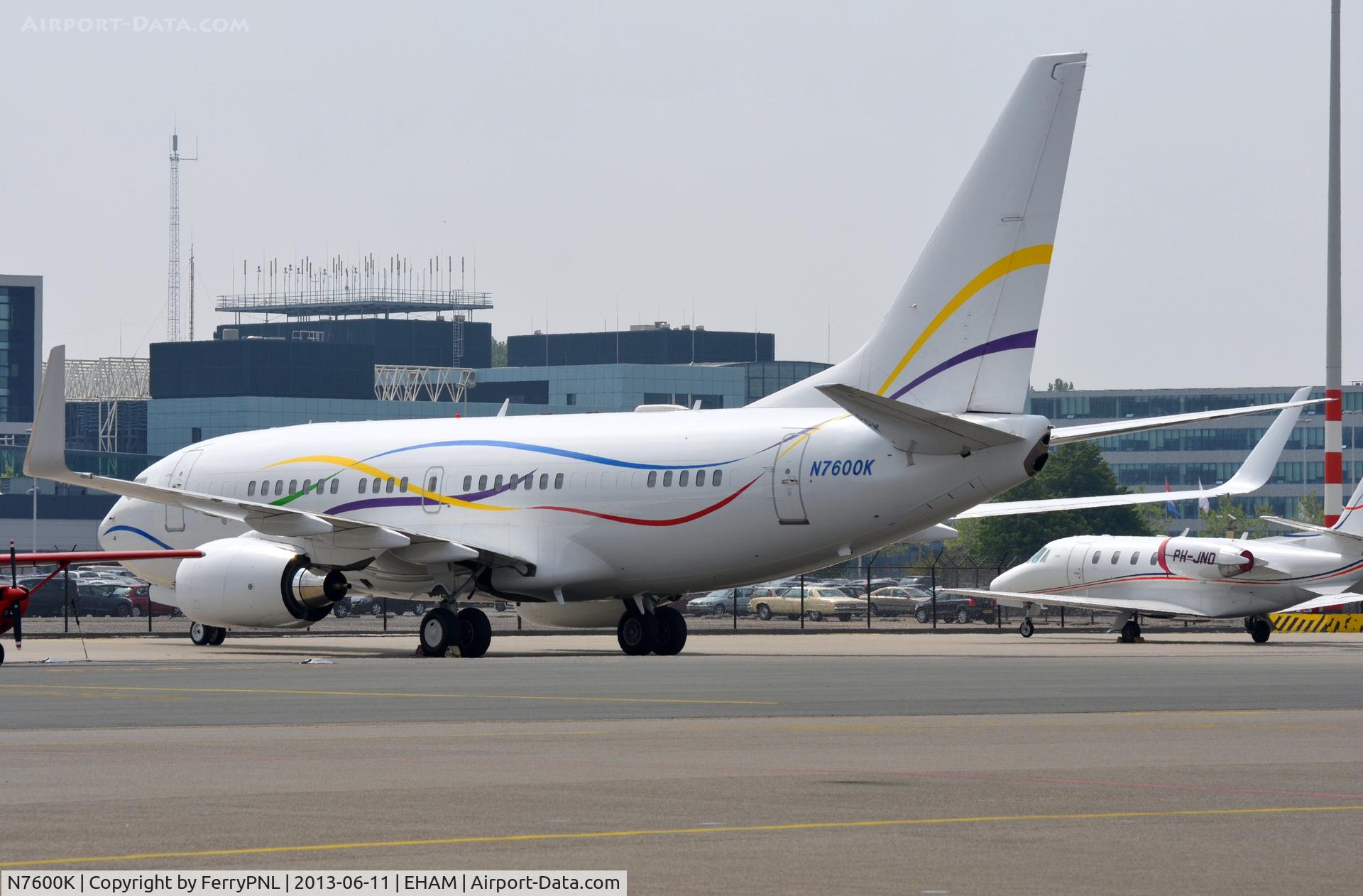 N7600K, 2001 Boeing 737-7BC C/N 32628, SAS Institute Inc BBJ parked at Schiphol-East