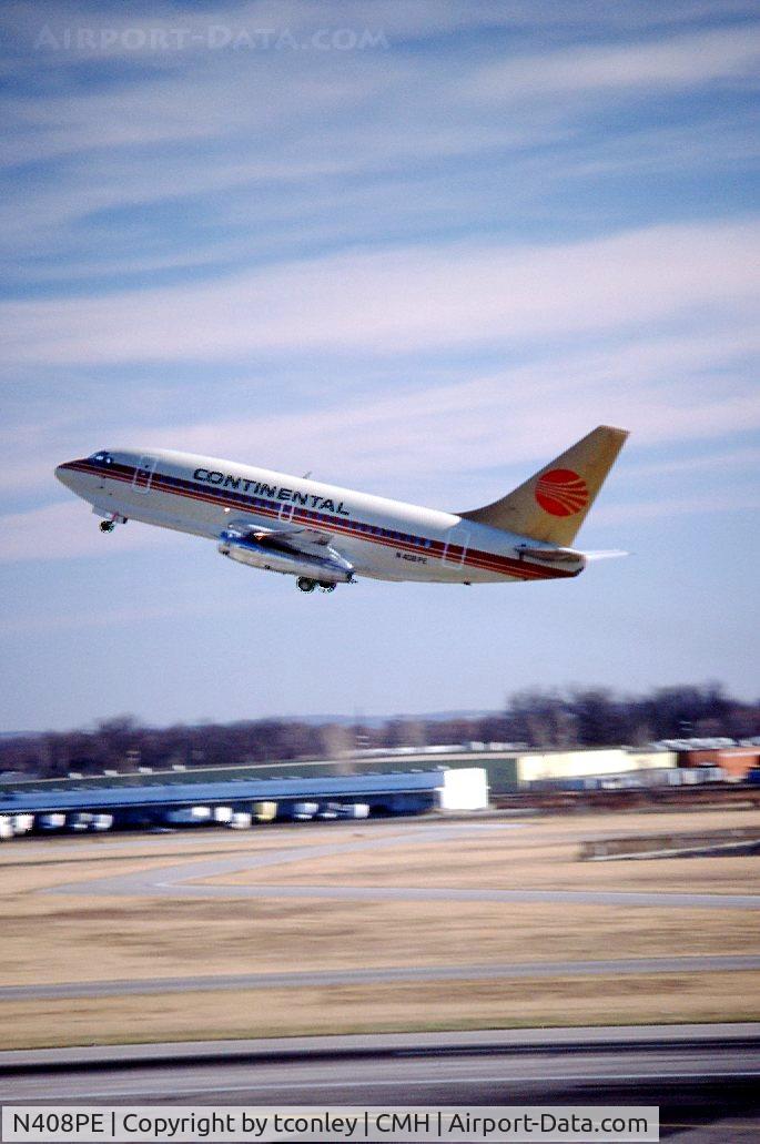 N408PE, 1968 Boeing 737-130 C/N 19025, March 1987 @ Port Columbus IAP (CMH). After purchase of People's Express by Continental.