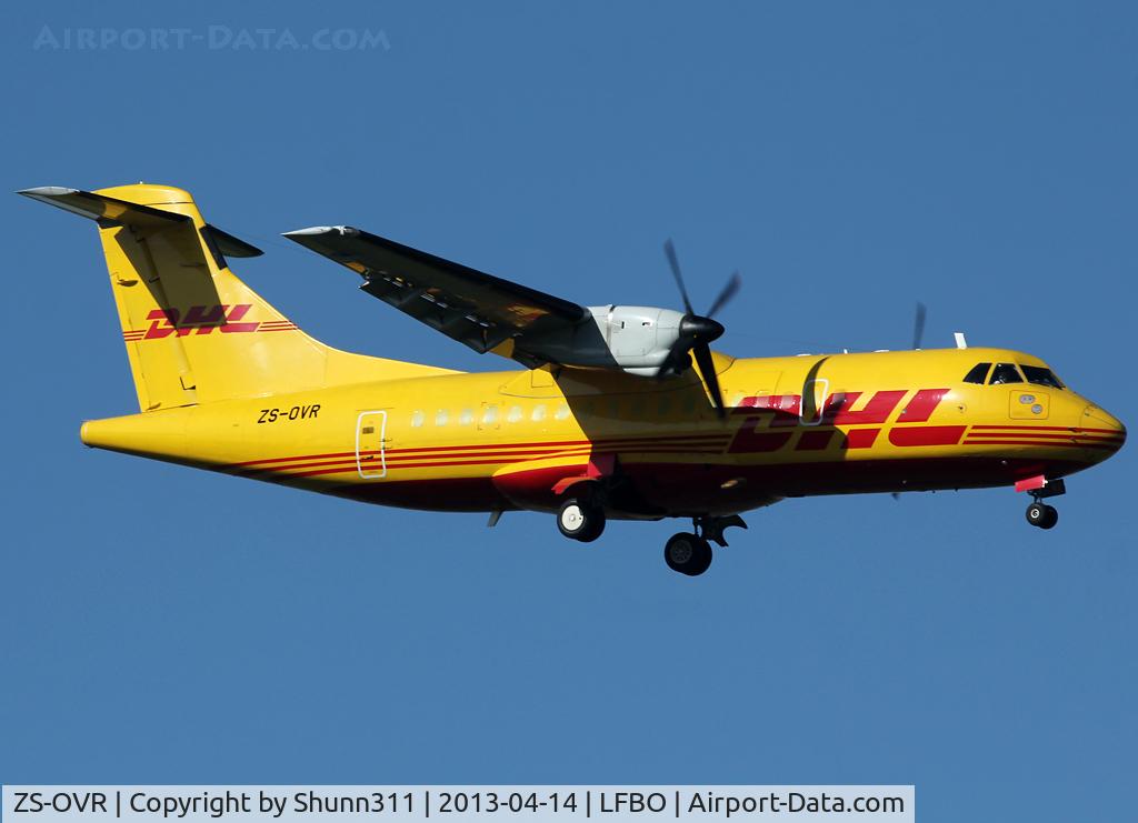 ZS-OVR, 1988 ATR 42-300 C/N 116, Landing rwy 14R for maintenance to LFBF