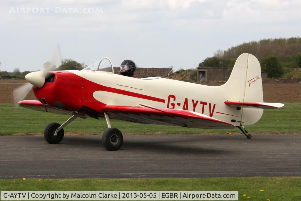G-AYTV, 1971 Jurca MJ-2D Tempete C/N PFA 2002, Jurca Tempete at The Real Aeroplane Club's May-hem Fly-In, Breighton Airfield, May 2013.