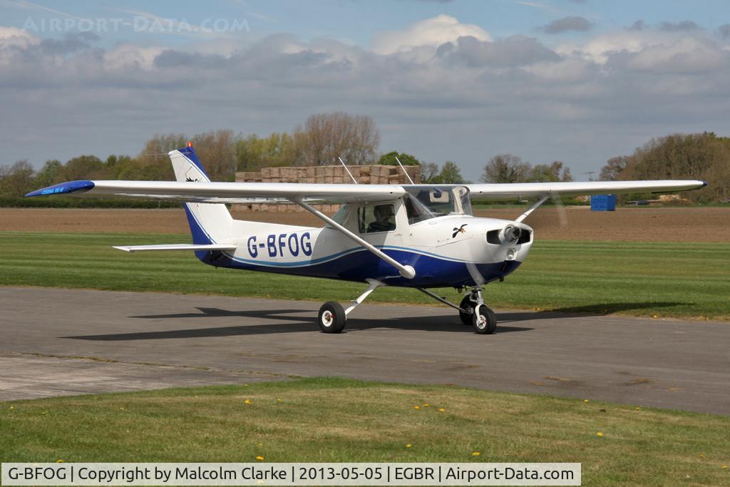G-BFOG, 1974 Cessna 150M C/N 150-76223, Cessna 150M at The Real Aeroplane Club's May-hem Fly-In, Breighton Airfield, May 2013.