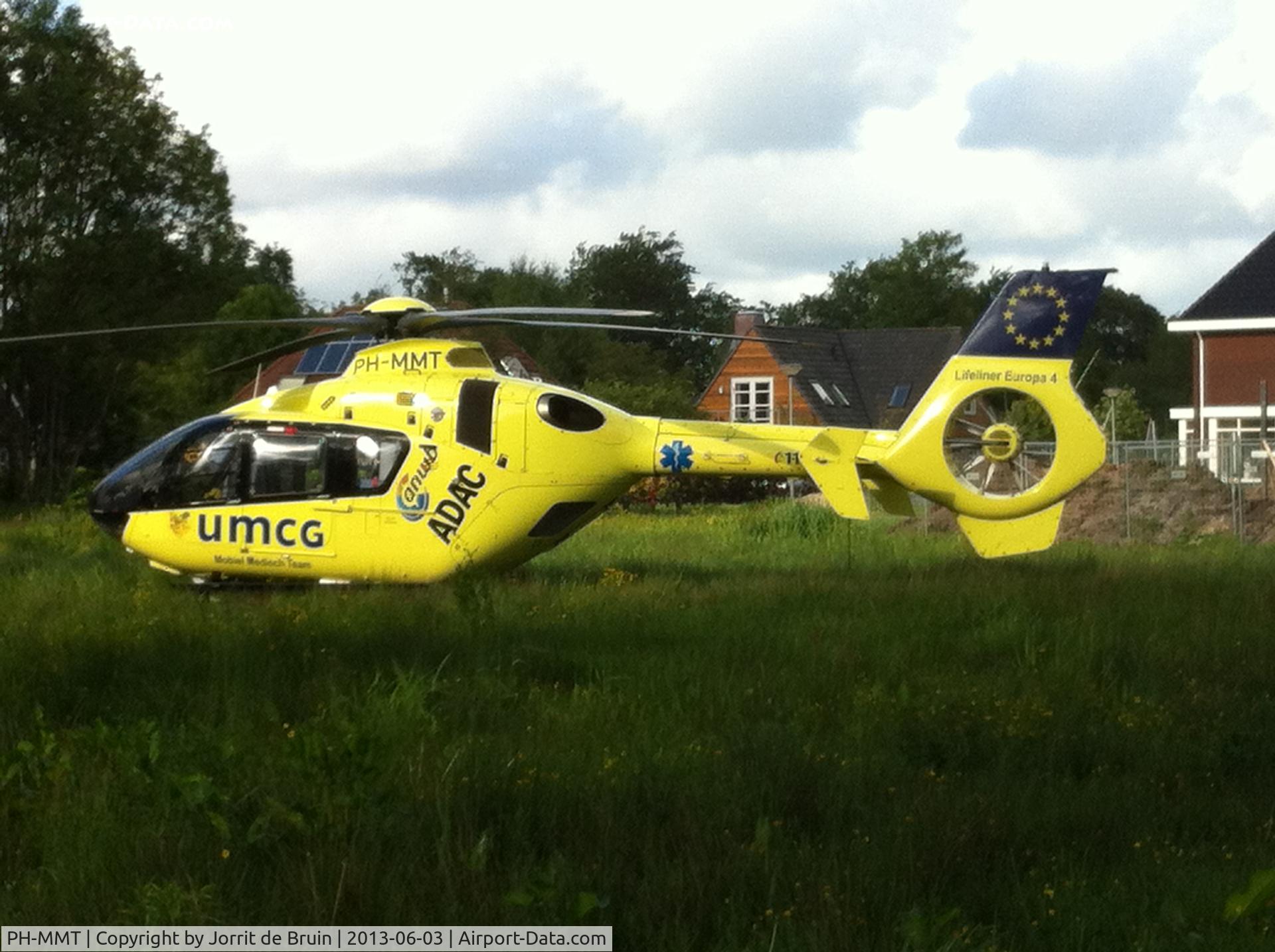 PH-MMT, 2010 Eurocopter EC-135P-2+ C/N 0871, The pilot in command of the Lifeliner 4 managed to land his beast in the middle of a neighbourhood in Peize. At this way he could show his skills to all the bystanders.