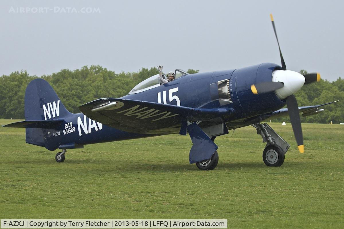 F-AZXJ, 1949 Hawker Sea Fury FB.11 C/N 37733, At 2013 Airshow at La Ferte Alais , Paris , France