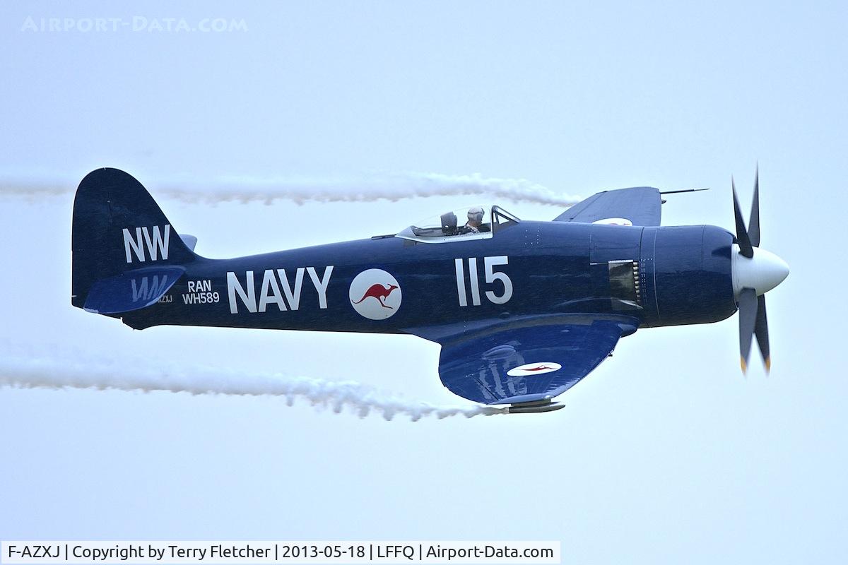 F-AZXJ, 1949 Hawker Sea Fury FB.11 C/N 37733, At 2013 Airshow at La Ferte Alais , Paris , France