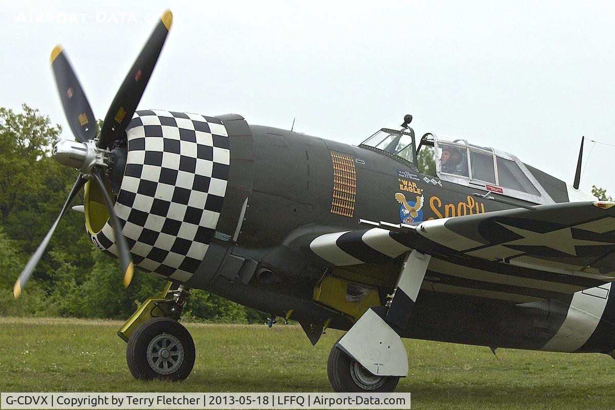 G-CDVX, 1942 Curtiss P-47G Thunderbolt C/N 21953, At 2013 Airshow at La Ferte Alais , Paris , France