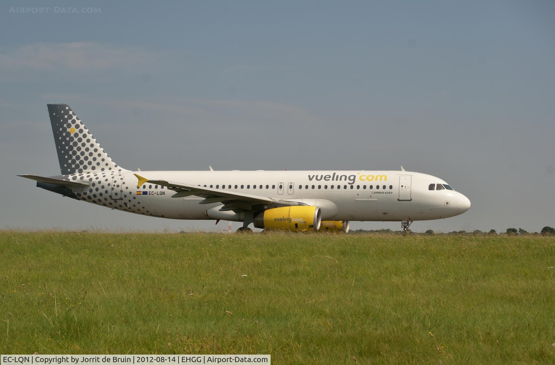EC-LQN, 2004 Airbus A320-232 C/N 2168, The Airbus from Vueling wants to go back to Spain, but has to wait at the holding point of runway 05 for some arrival traffic.