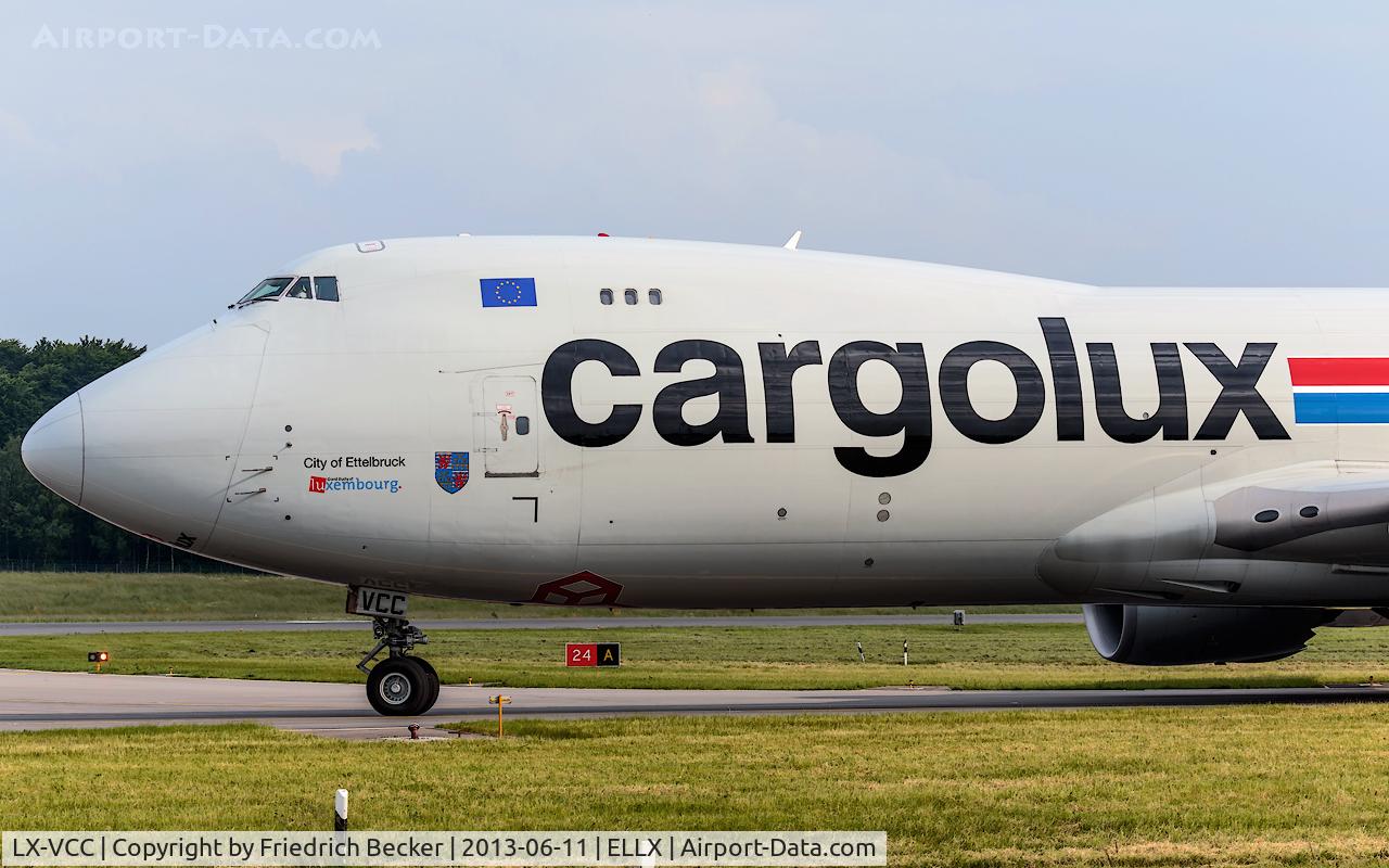 LX-VCC, 2010 Boeing 747-8R7F C/N 35807, taxying to the holding point RW24