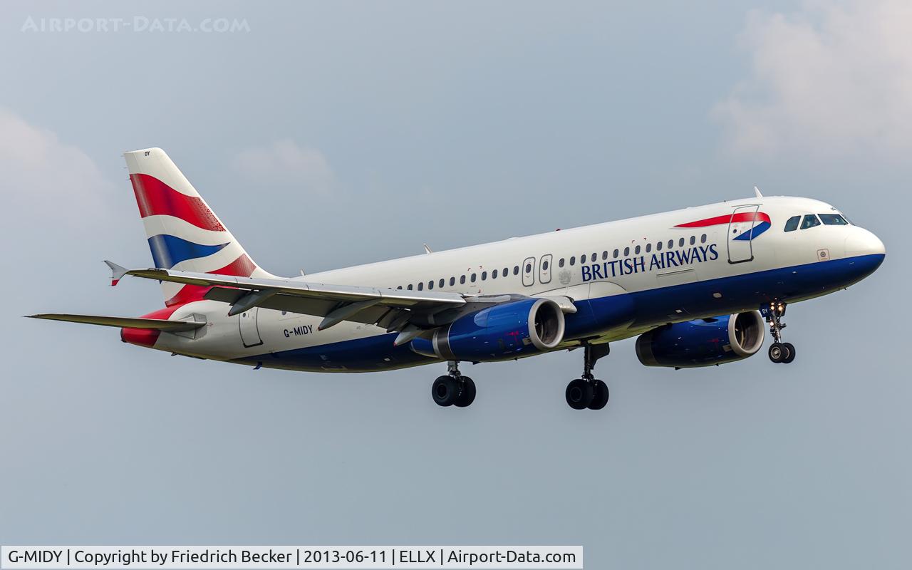 G-MIDY, 1999 Airbus A320-232 C/N 1014, on final RW24