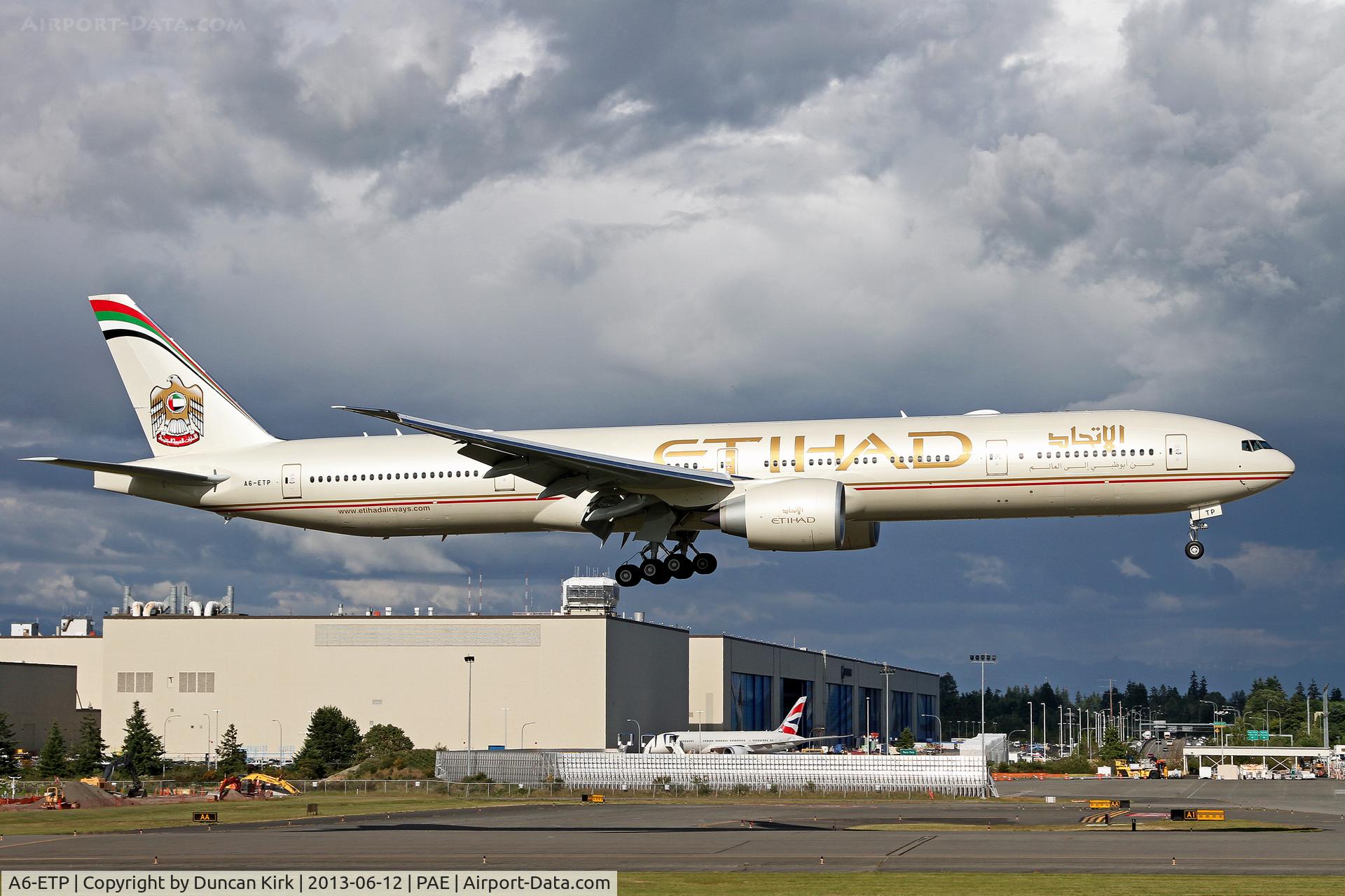 A6-ETP, 2013 Boeing 777-3FX/ER C/N 41699, Returning from painting at PDX