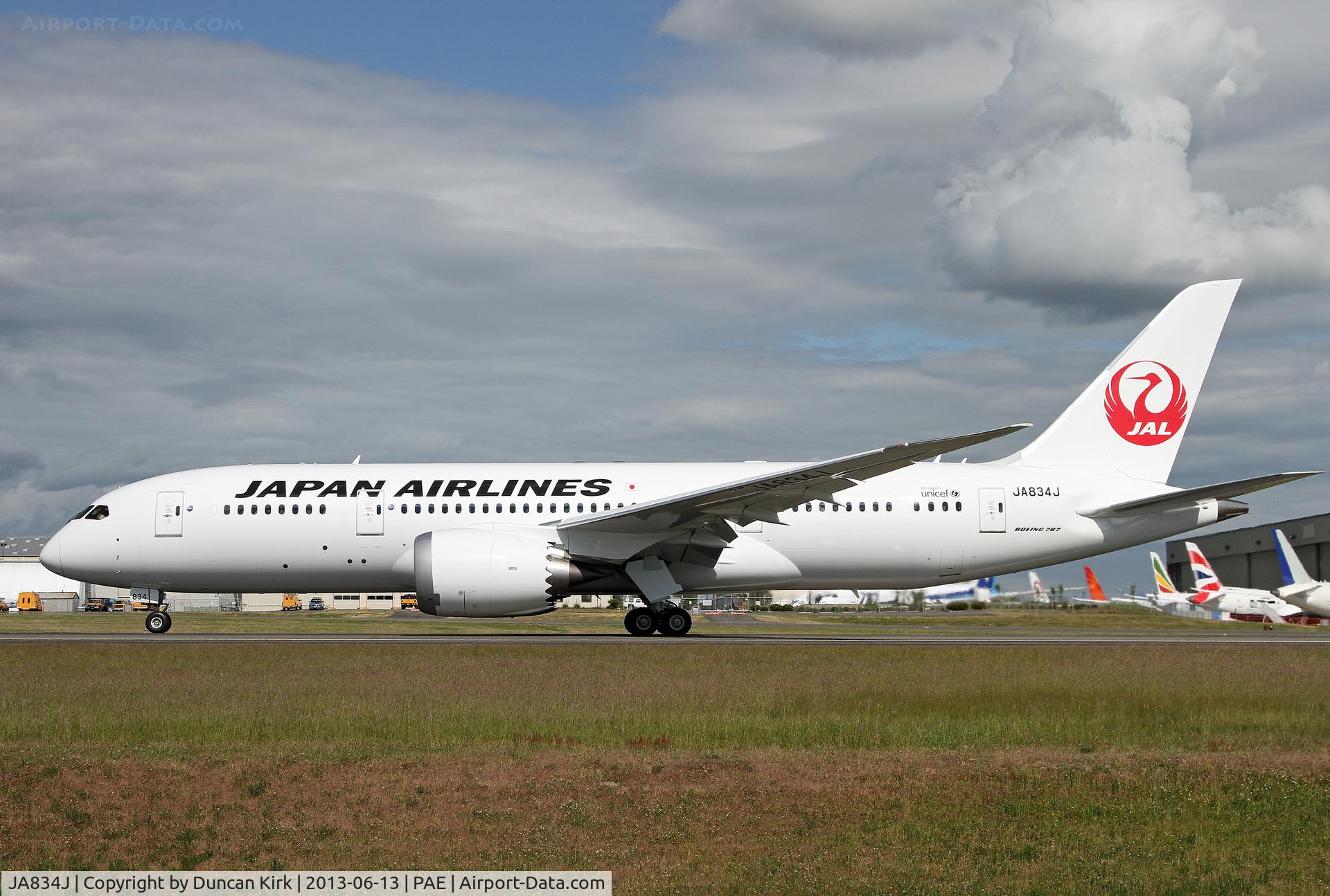 JA834J, 2013 Boeing 787-8 Dreamliner C/N 34842, Taking off on delivery to Japan