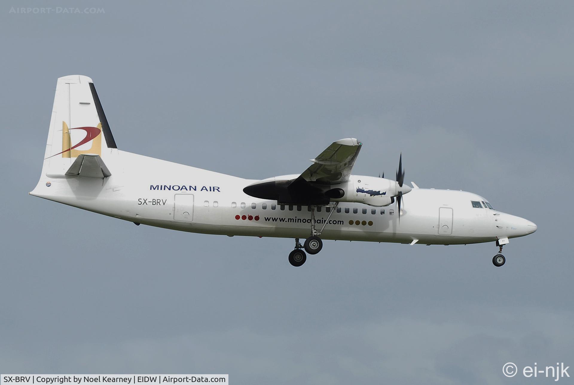 SX-BRV, 1990 Fokker 50 C/N 20199, On lease to MINOAN AIR this FK50 operates flights from Oxford UK to Dublin.