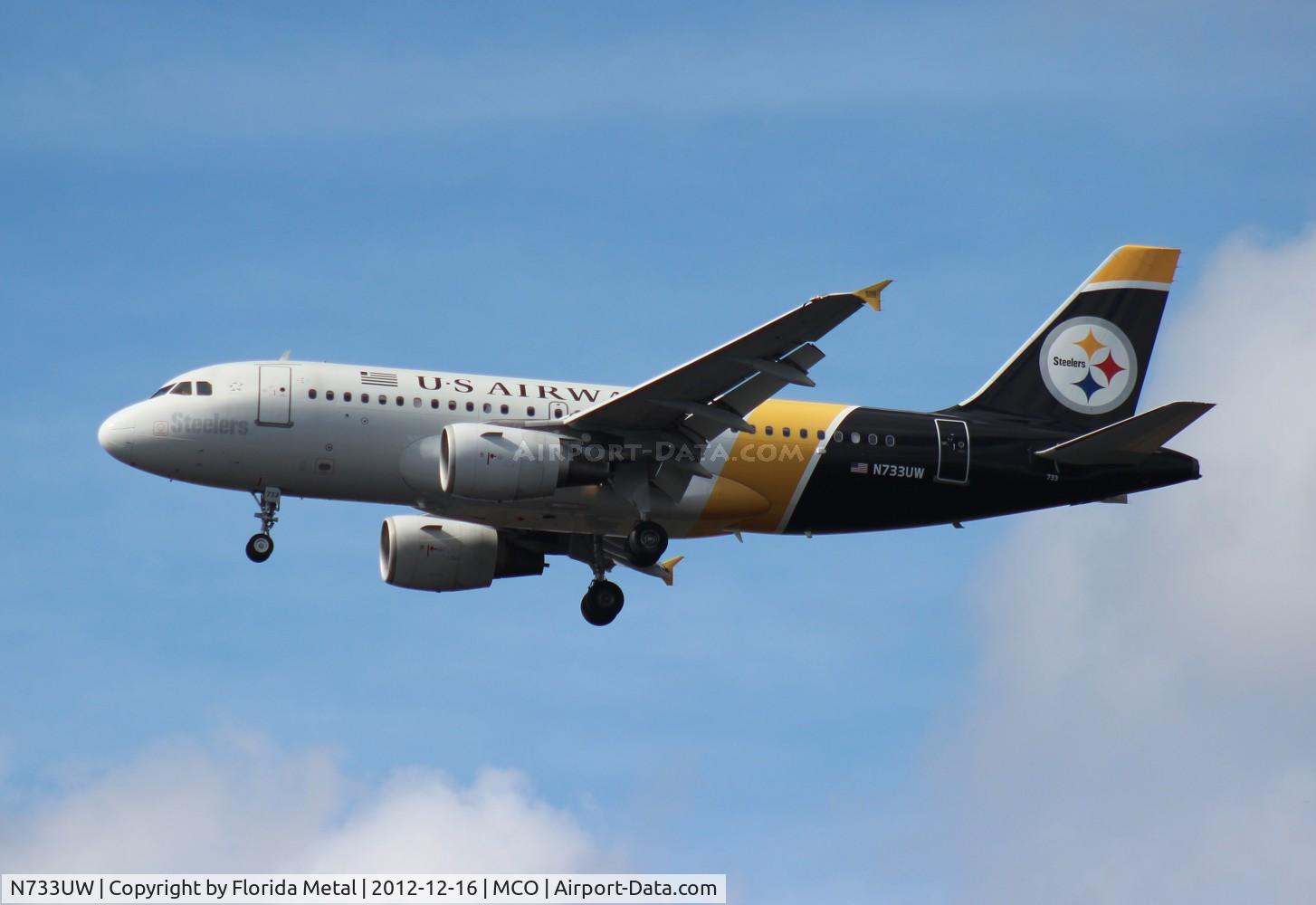 N733UW, 2000 Airbus A319-112 C/N 1205, USAirways Pittsburgh Steelers (NFL) A319