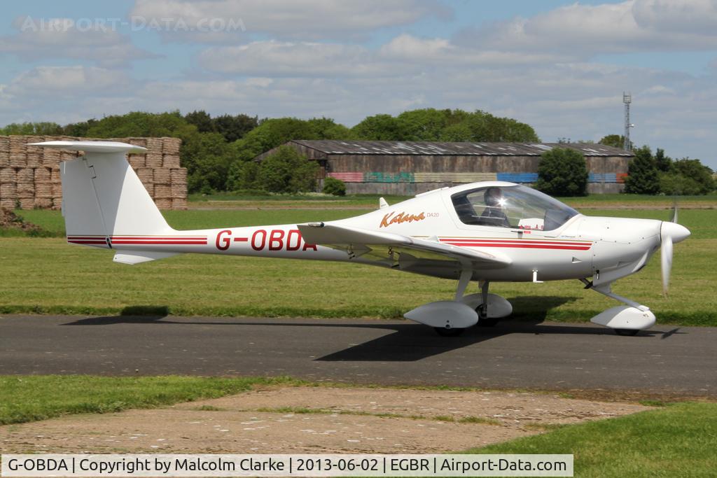 G-OBDA, 1997 Diamond DA-20A-1 Katana C/N 10260, Diamond DA-20A-1 Katana at The Real Aeroplane Club's Jolly June Jaunt, Breighton Airfield, 2013.
