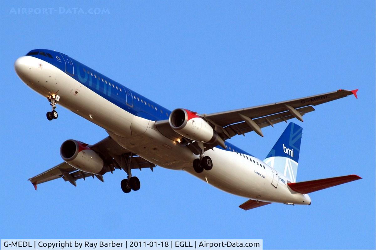 G-MEDL, 2006 Airbus A321-231 C/N 2653, Airbus A321-231 [2653] (bmi British Midland) Home~G 18/01/2011. On approach 27R.