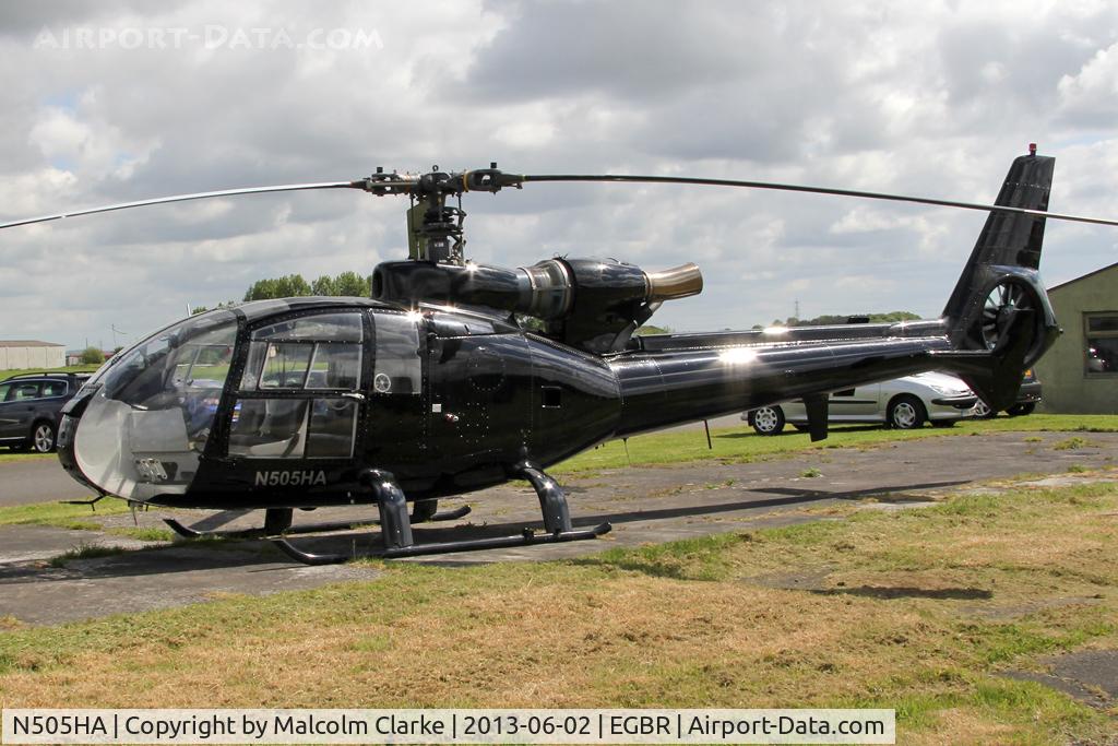 N505HA, 1972 Aerospatiale SA-341G Gazelle C/N 1022, Aerospatiale SA341G Gazelle at The Real Aeroplane Club's Jolly June Jaunt, Breighton Airfield, 2013.