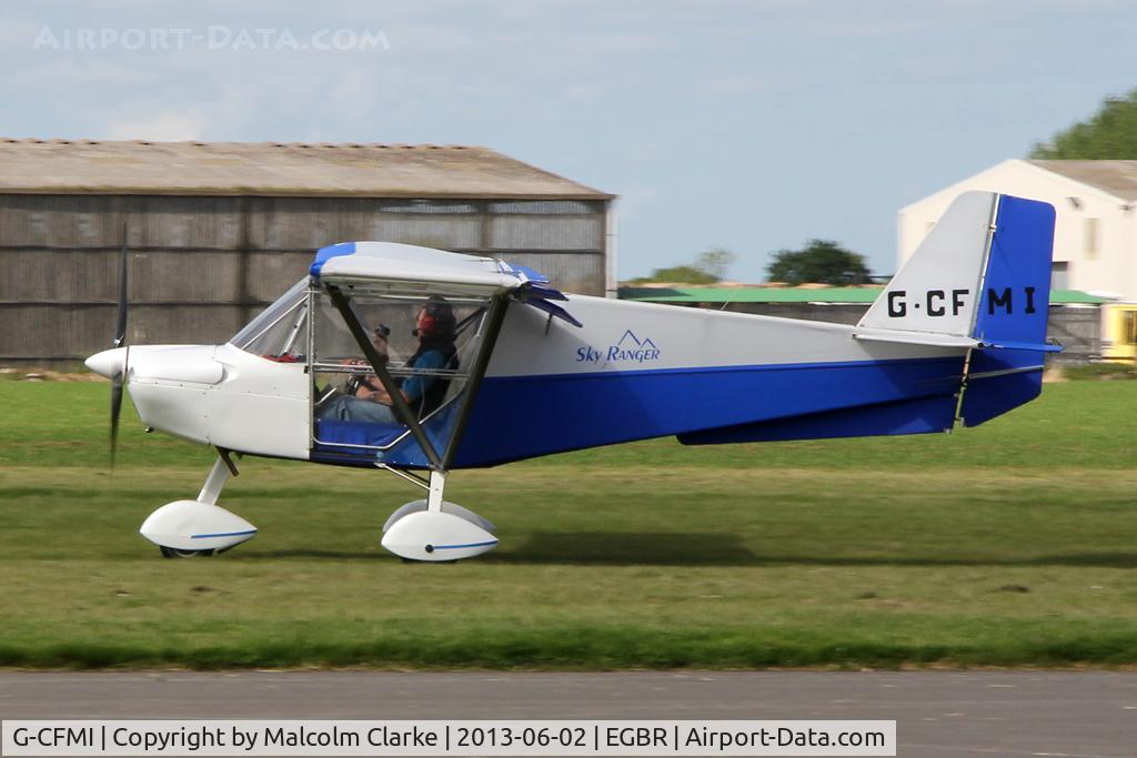 G-CFMI, 2008 Skyranger 912(1) C/N BMAA/HB/580, Auster J-1N Alpha at The Real Aeroplane Club's Jolly June Jaunt, Breighton Airfield, 2013.