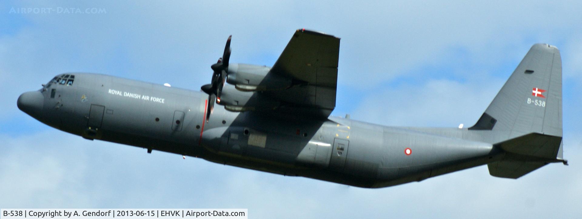 B-538, 2004 Lockheed Martin C-130J-30 Super Hercules C/N 382-5538, Royal Danish Air Force, seen here taking off at Volkel (EHVK), for display at RNLAF Open Days