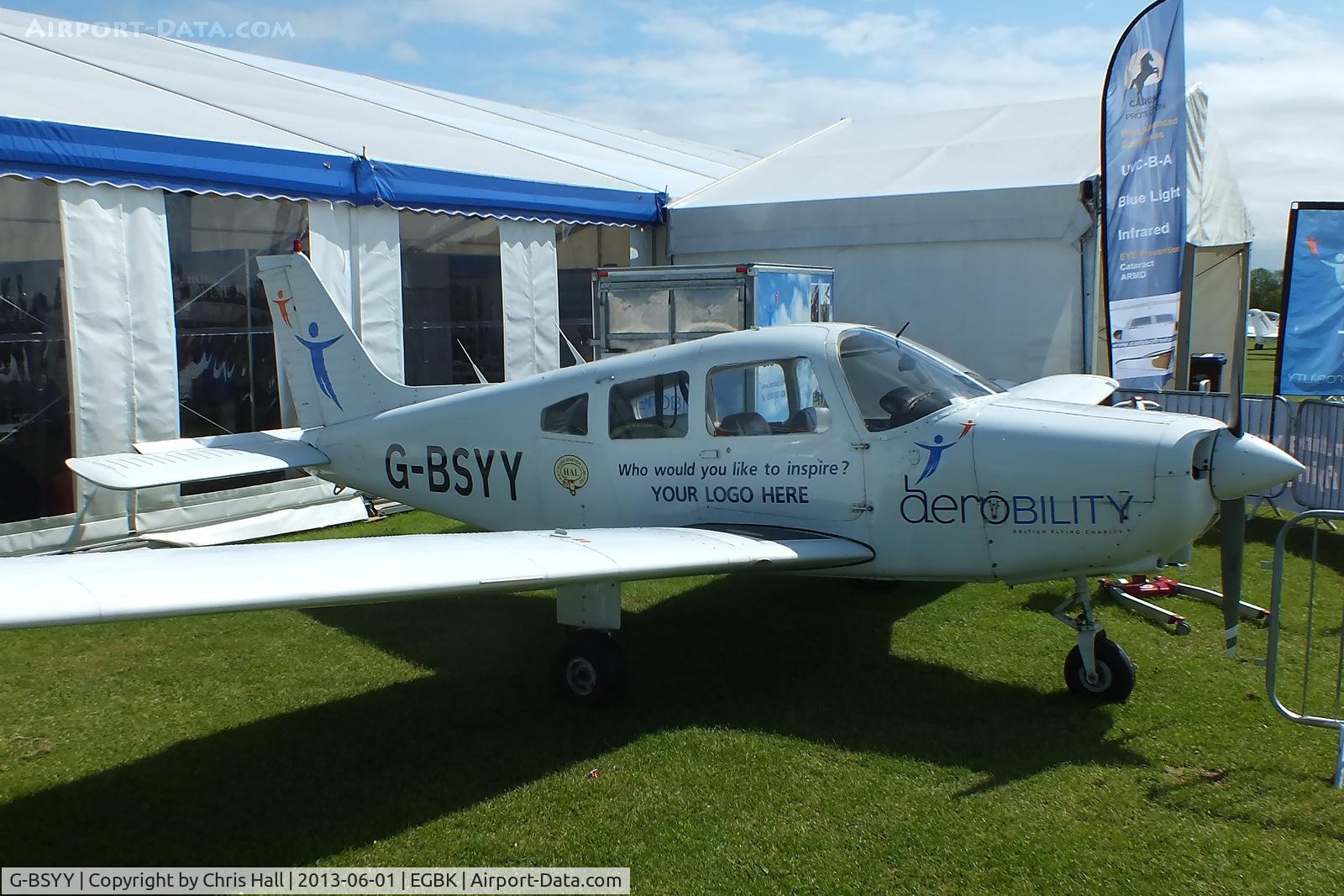 G-BSYY, 1986 Piper PA-28-161 Cherokee Warrior II C/N 2816009, at AeroExpo 2013