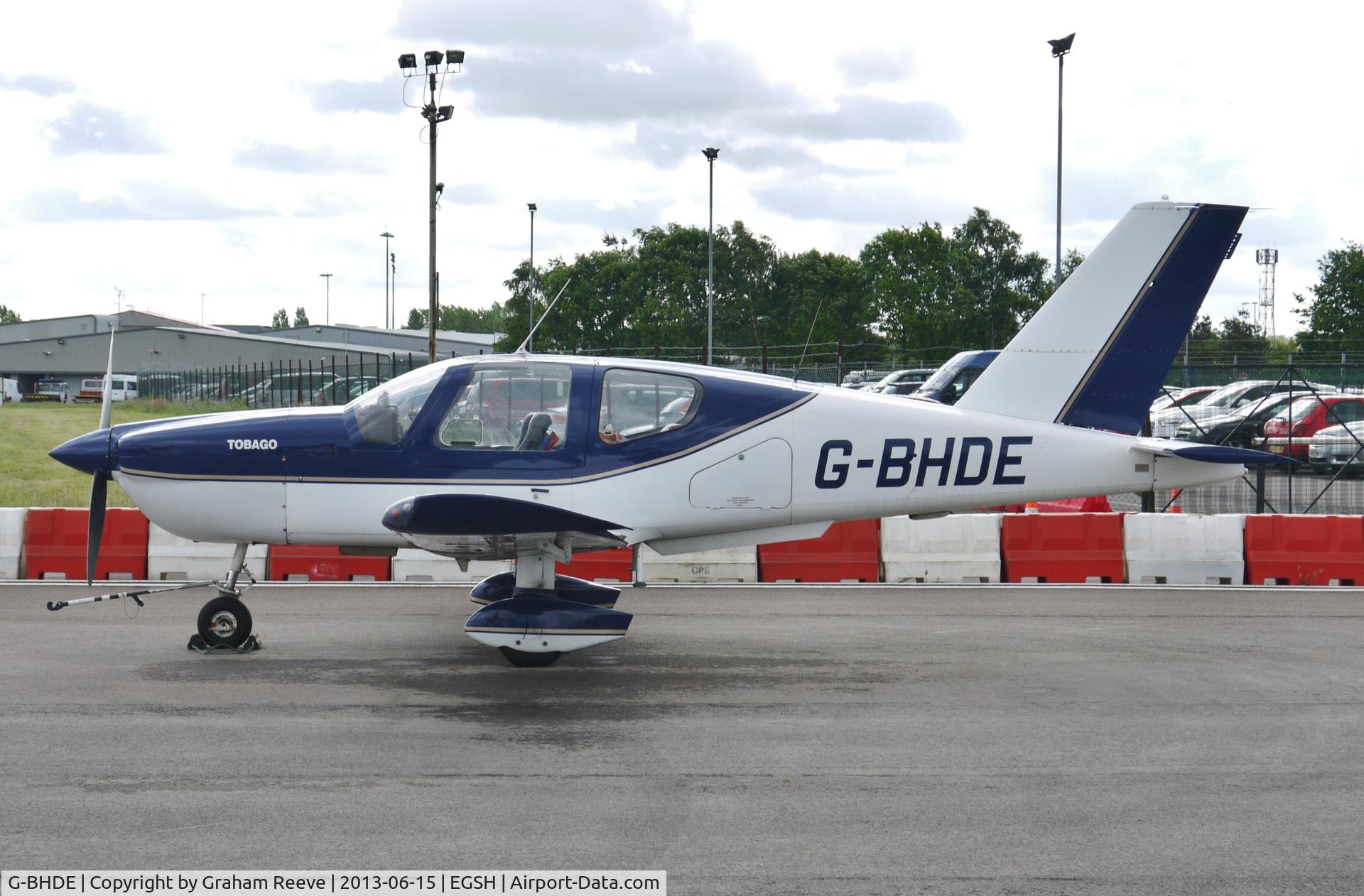 G-BHDE, 1980 Socata TB-10 Tobago C/N 58, Parked at Norwich.