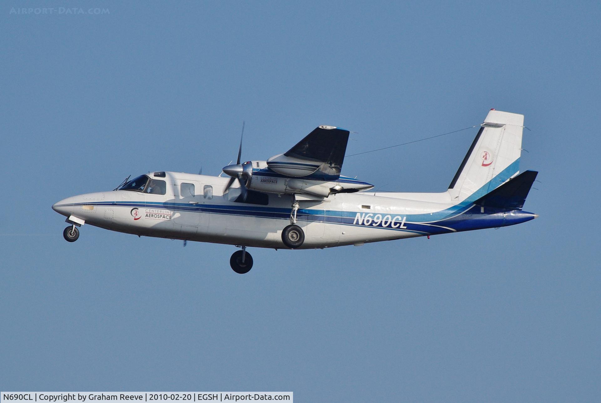 N690CL, 1974 Rockwell International 690A Turbo Commander C/N 11153, Airbourne at Norwich.